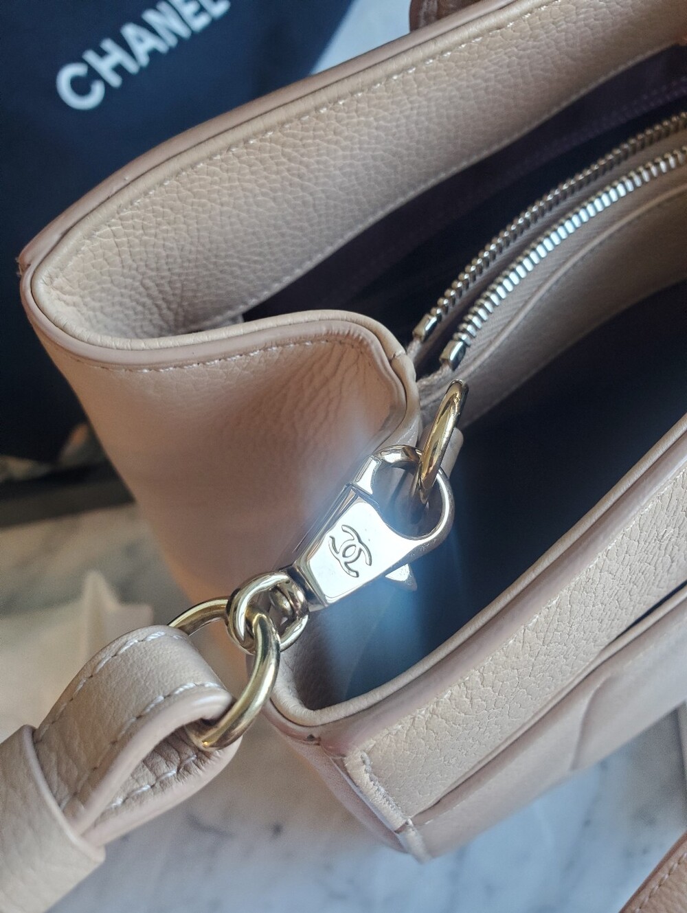 CHANEL Beige Neo Executive Tote with Strap, Authenticity Card and Dust Bag - Picture 12 of 13